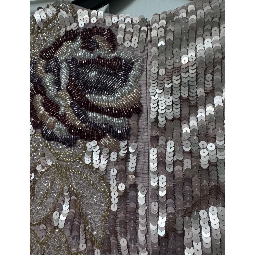 NWT Mac Duggal Floral Sequined Beaded Midi Dress Size 4 - Picture 15 of 16